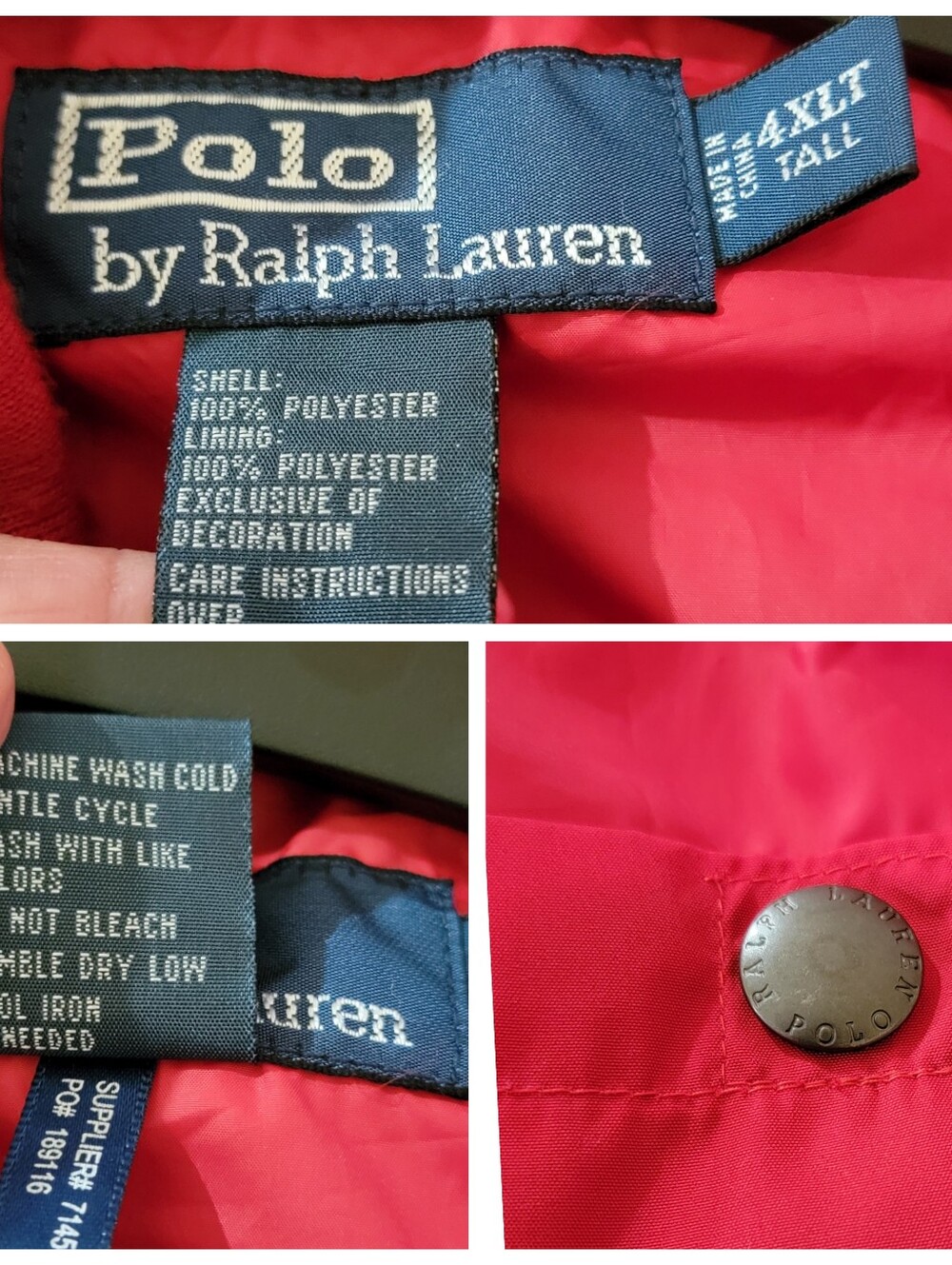 POLO Ralph Lauren Red Full-Zip Windbreaker Jacket Sz 4XLT Inner Pocket Outdoor - Picture 12 of 13